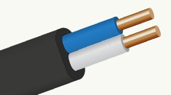 Кабель медный силовой ВВГ-П нг(А) LS  2х2,5  ККЗ, Ч,(бухта 100)